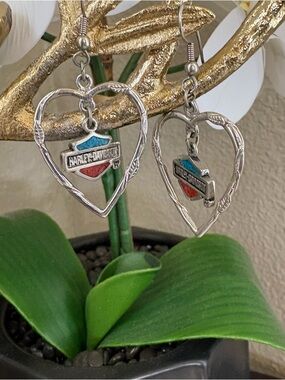 Harley Davidson Heart Earrings